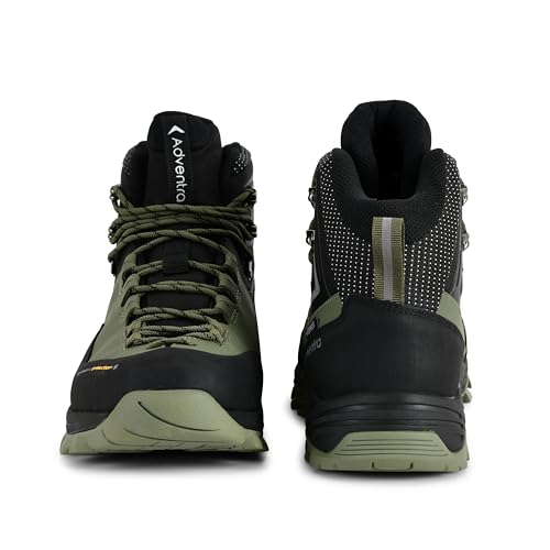 Image of Men's Warm Waterproof Winter Hiking Boots | Mid Ankle Outdoor Trekking Shoes | Anti-Slip Grip | Black - WH1106