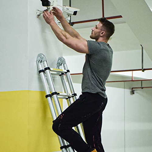 16.5FT Telescoping Extension Ladder 2-in-1,Multi-Purpose Aluminum Telescopic Ladders for Easy Storage