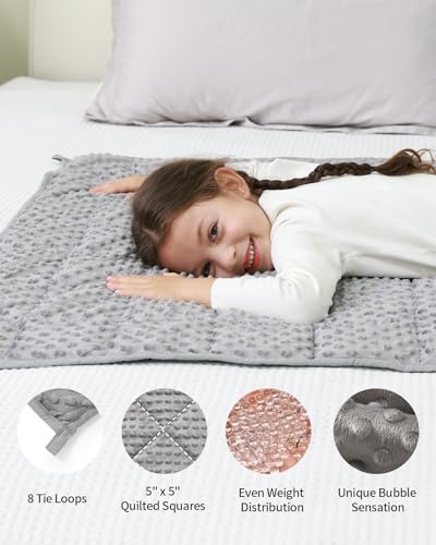 Image of Mr. Sandman Weighted Blanket 7LBS 41 x 60 Inches, Minky Dots Heavy Blanket with Glass Beads, Soft and Cooling for School and Home, Grey