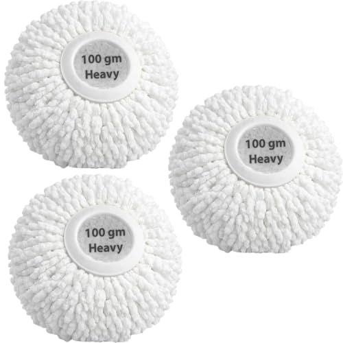 Image of Premium Mop Refill 100 GMS Set of 3| Spin Mop Refill Microfiber Replacement Head | 360 Round Heavy Absorbent & Washable | Compatible with All Spin Mops Buckets