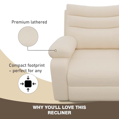 Image of Amazon Brand - Solimo Lotus Single Seater | Premium Leatherette | Manual Recliner | Beige