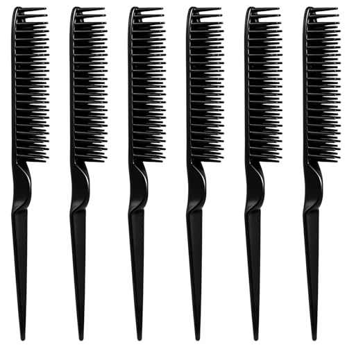 Set de 6 peines para peinar con mango cola de rata negro miniatura 1