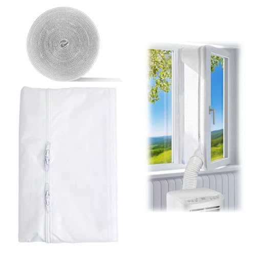LUMOOM Klimaanlage Fensterabdichtung, Flügelfenster Klimaanlage, 400cm Fensterabdichtung für Mobile Klimageräte, Ablufttrockner, Wäschetrockner,...