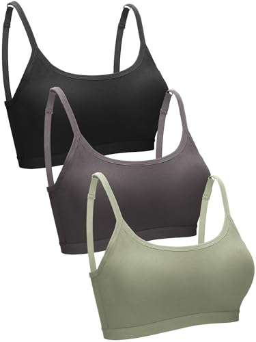 Image of Blulu 3 /6 / 12 Pcs Camisole Bra Wireless Padded Cotton Bralette Mini Cami Bras with Adjustable Straps for Women Girls