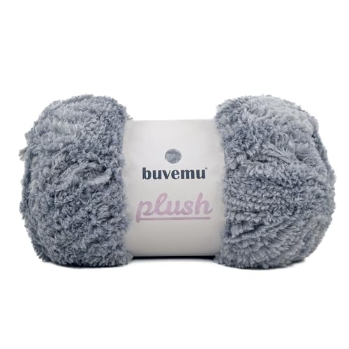 Image of Plush Faux Fur Bulky Yarn, Super Soft Fluffy Fuzzy for Knitting Crocheting Crafting, 100 Gram (3.53 Ounces) 109 Yards (100 Meters) (Gray)