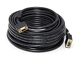 Monoprice Super VGA Cable - 50 Feet - Black | Male to Female with Ferrites for in-Wall Installation | Gold Plated, CL2 Rated