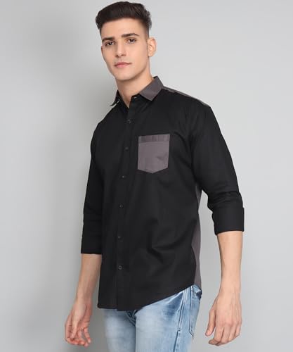 Image of Jacob Premium Black Solid Casual Cotton Shirt for Men.(AB D 402 XL)