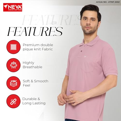 Image of NEVA Men's Regular Fit Half Sleeve Polo Neck T-Shirt with Chest Pocket
