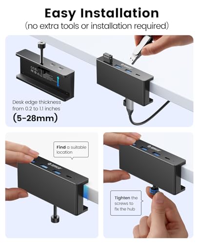 Hub USB, USB Hub 3.0 in Alluminio con Connettore di Alimentazione da 5 V, 5 Gbps a 4 Porte Hub USB C con 3 USB A 3.0 e 1 USB C 3.0, Cavo da 100 cm (da C a A/C), per Monitor, Scrivanie - Hub USB - Immagine 5