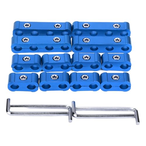 16pcs Spark Plug Wire Separator Divider Kit Holder Organizer Protector Tool for 8mm 9mm 10mm 10.5mm HEI Ls1 Ls2 Sbc Bbc 350 454 High Performance Spark Plug Wire Loom Blue