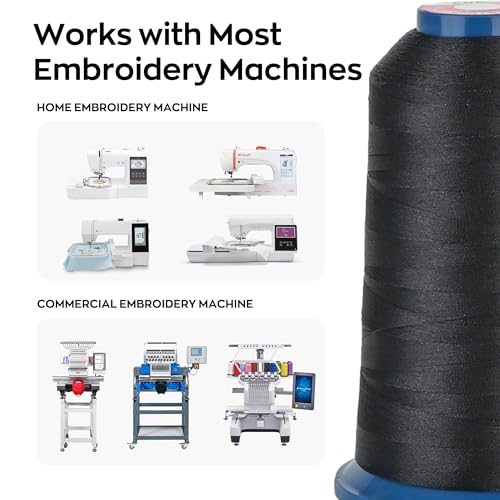 Image of Poolin Black and White Embroidery Thread Set - Richword Selected 4 Rolls, 40WT Polyester 4000M for Home & Commercial Embroidery Machines-4 Red