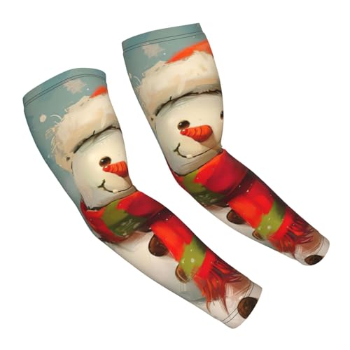 LIXLZH Mangas de brazo con estampado de muñeco de nieve para hombres y mujeres, mangas deportivas para correr, ciclismo, senderismo, blanco, talla única, blanco, talla única, blanco, Talla única