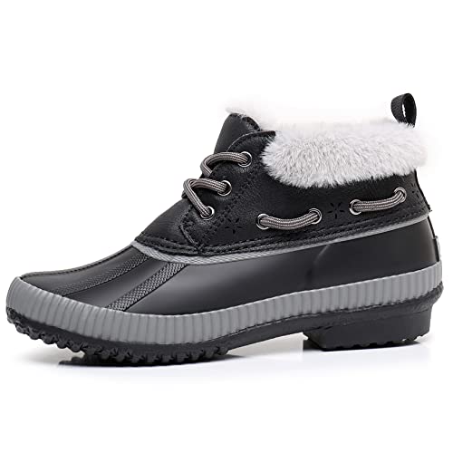 GAWBAW Womens Waterproof Winter Snow Boots - Warm Faux Fur Lined Lace up Duck Boots Ankle Rain Boots For Women4