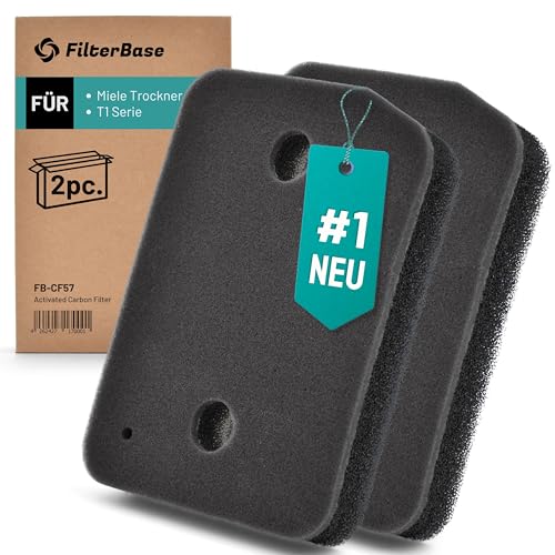 FilterBase® 2er Set Filter für Miele Trockner 9164761 Fein-Grob CF57 | T1 Serie Wärmepumpentrockner Active Family Schwammfilter Kondenstrockner Fusselfilter Filtermatte (207 x 157 x 30 mm)