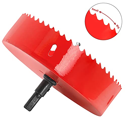 Image of Luomorgo 137mm /5 3 /8 inch Hole Saw with Arbor | 1 1 /4 inch Cutting Depth, HSS Bi-Metal, For Wood Cornhole Boards Plastic Drywall & Metal Sheet