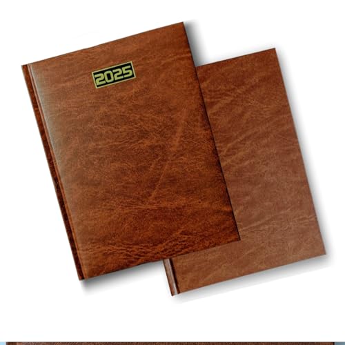 Image of Leather Cover Hard Bound 2025 Diary with Dates I 2025 Daily Planner | Tax Rates | with Monthly Calendar, New Year Diary 2025 by Volkskart