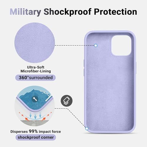 Image of Premium Liquid Silicone Case for iPhone 12 & 12 Pro - Slim Full Body Protective Back Cover with Soft Microfiber Lining, Anti-Slip Grip Scratch Resistant Phone Case(Lavender)