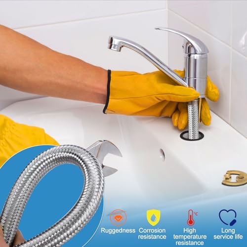 FULHANY 4 StüCk Flexschlauch - Edelstahl 304wasserhahn Schlauch - 3/8schlauch FüR Wasserhahn - Geeignet FüR WasserhäHne Bad Wc (20 Cm/10 Cm)