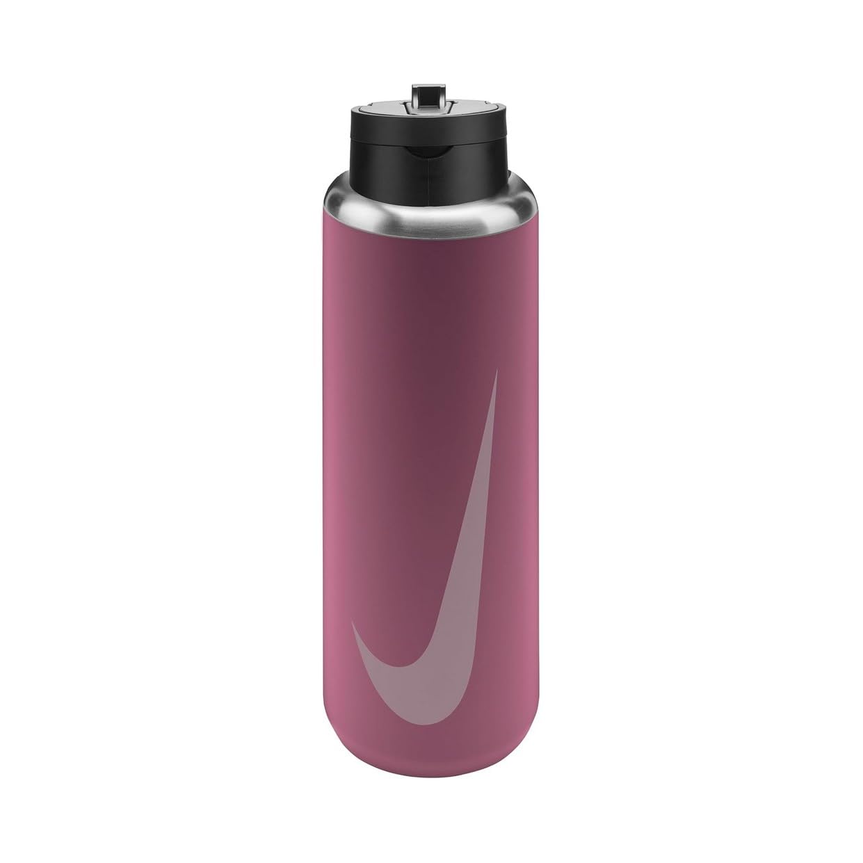 Nike SS Recharge Straw Bottle 24oz 709 ml Stainless Steel Water Bottle Sports Bottle Training Fitness with Straw, Peony/Black/Pink Foam