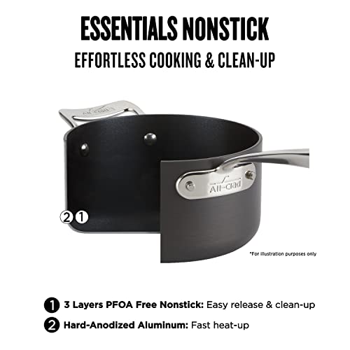 All-Clad Essentials Nonstick Hard Anodized Sauce Pan Set, 4-Piece, Black #TOP2