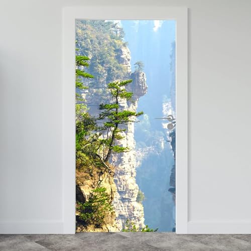 Tizhweqo Pegatina Puerta Montañas Pegatinas para Puertas Paisaje Adhesivo Vinilo 3D Puerta Pegatina Pared Murales Papel Pintado Poster para Sala de Baño Decorativos 90x210 cm b2473