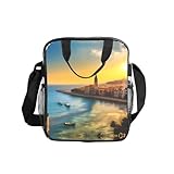 Sunset in Barcelona - Bolso de hombro transparente con cremallera y correa para el hombro para mujeres y hombres, trabajo, compras