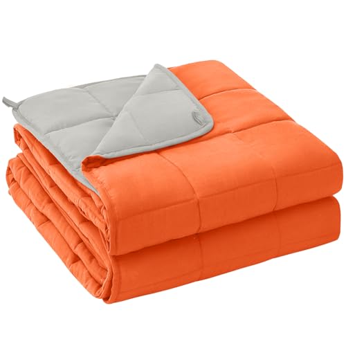 Image of yescool Weighted Blanket for Adults (18 lbs, 60 inch x 80 inch, Orange) Cooling Heavy Blanket for Sleeping Perfect for 110-130 lbs, Queen Size Breathable Blanket with Premium Glass Bead, Machine Washable