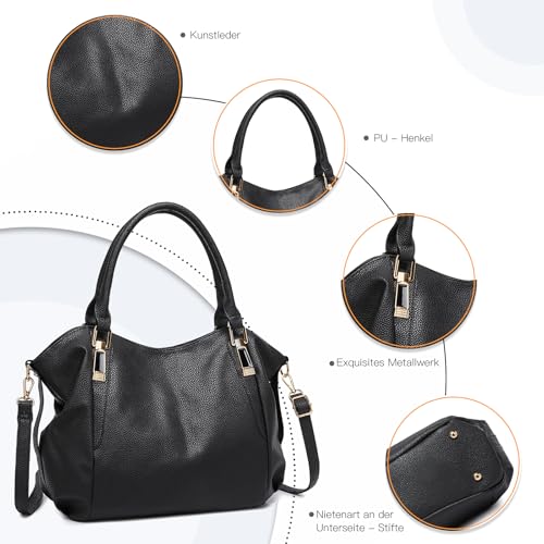 Miss Lulu Handtasche Damen groß Shopper Tasche Tote Bag Henkeltasche Weichen PU Leder mittelgross Umhängetasche
