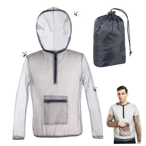 Pastoralist Mosquito Jacket,Mesh Midge Jacket with Hood, Breathable Mesh Midge Net Clothing for Men & Women Fishing, Hiking, Camping Outdoor Protection from Flies|Fishing Hats