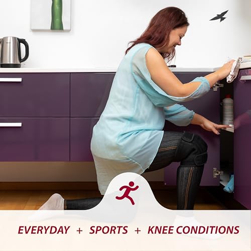 KARM Kniebandage XL XXL XXXL für Männer & Damen - Kniebandage Dicke Oberschenkel Extra Weit Übergewichtige Große Größe Übergröße Beine Meniskus Arthrose - Knee Support Brace (XL/2XL/3XL Schwarz)