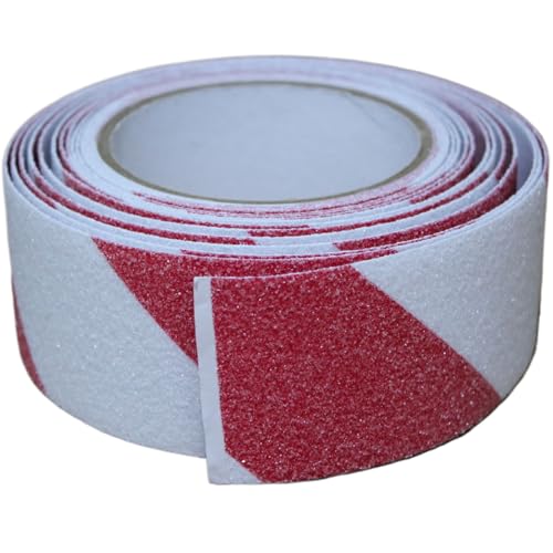 Image of Anti Slip Tape 2 Inch Wide, Waterproof Grip Adhesive Heavy Duty High Traction Friction for Indoor /Outdoor Steps (17 Ft /Red-White).