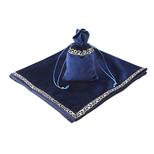 Inzopo Altar Tarot-Tischdecke, 66 x 66 cm, mit Tarotbeutel, Blau Cover