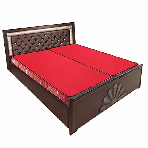 Image of The Furnishing Tree Mattress Protector /Waterproof Bedsheet Size WxL 36x75 inches Set of Two for Double Bed Polyester Red