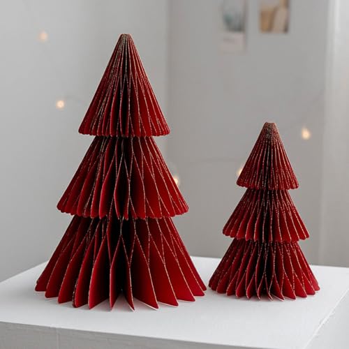 2 Stück Papier Weihnachtsbaum Set, Papier Weihnachtsbaum, Wabendekor...