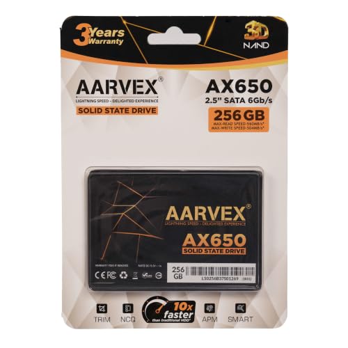 Image of AX650 256GB 2.5 Inch SATA III Internal SSD, 6Gb /s Solid State Drive, High-Speed 3D NAND Flash, Fast Boot & Data Transfer, Upgrade for Laptop, Desktop PC & All-in-One Computer