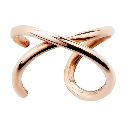 FreshTrends 14K Rose Gold Criss Cross X Band Gold Ear