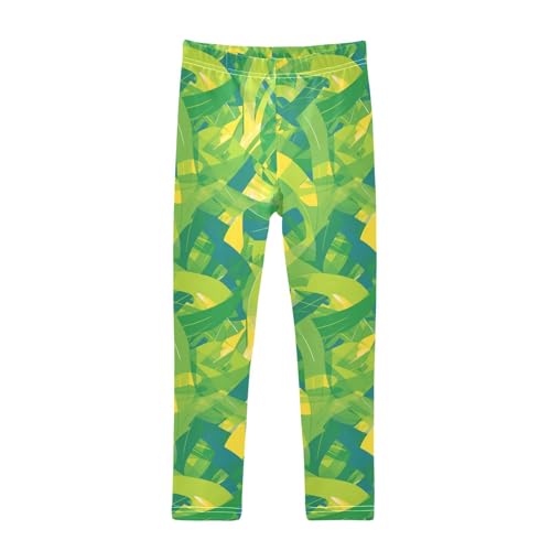 KLL Green Camouflage Texture Illustrations Toddler Girls' Cotton Leggings Stretch High Waisted Dance Pants Sports