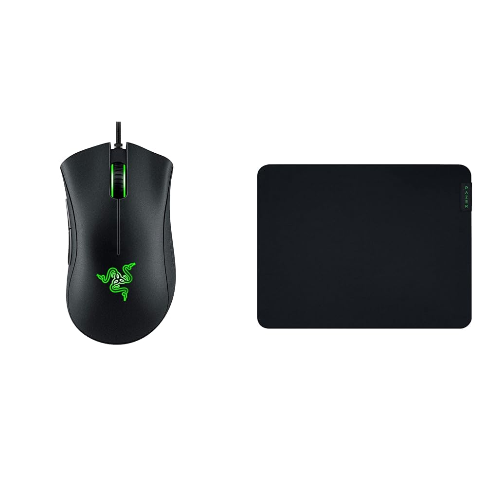 Razer DeathAdder Essential (2021) - Mouse da Gioco Cablato con Sensore Ottico da 6400 DPI & Gigantus V2 Medium - Soffice tappetino per mouse gaming per una elevata velocità e controllo