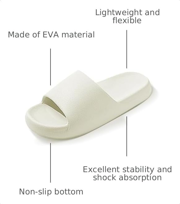 Image of Jerzmy Comfy Slides for Women Men | Extra Soft Pillow House Slippers Pool Shower Shoes | Non Slip Cloud Sandals for Summer Indoor Outdoor Beach