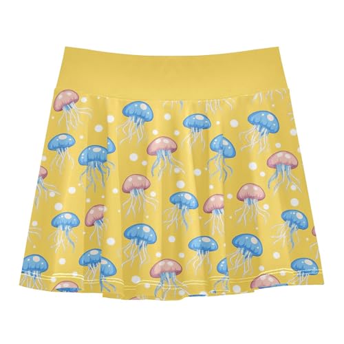 Girls Skorts High Waist Athletic Skirts with Shorts Jellyfish Stretchy Teens Performance Tennis