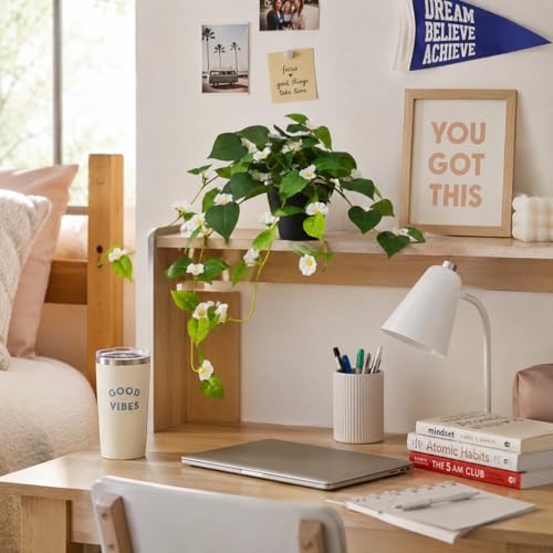 Corvessee Fake Plants – Set of 2 Pothos in Black Pots, Realistic Artificial Pothos for Indoor Decor, Lifelike Greenery for Living Room, Shelf, Office - Pothos with White Petunia — view 5
