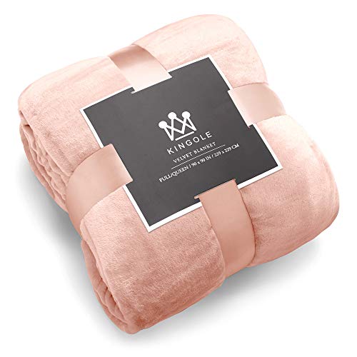 Kingole Flannel Fleece Microfiber Throw Blanket, Luxury Timid Pink Twin Size Lightweight Cozy Couch Bed Super Soft And Warm Plush Solid Color 350Gsm (66 X 90 Inches) #TOP11