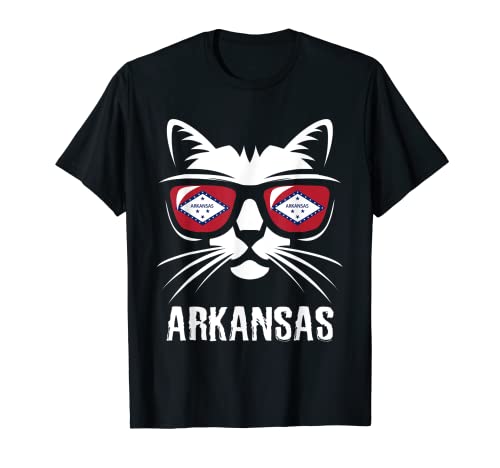 Bandera del estado de Arkansas Funny Cat Camiseta