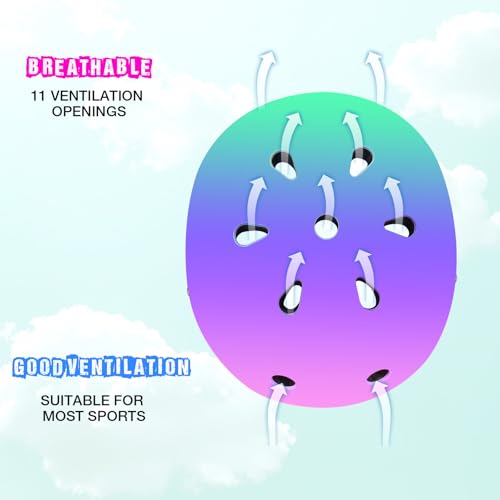 Image of Color Gradient Adjustable Bike Helmet with Knee and Elbow Pads - Kids Toddler Boys and Girls Skateboard Helmet for Ages 3-14 | Ideal for Riding, Scooters, Inline Skating, Longboarding, Roller Skating