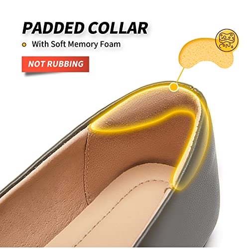 Image of BABUDOG Women's Black Flats Shoes,White Dress Shoes for Women,Crimping Faux Suede Ballet Flats Comfortable