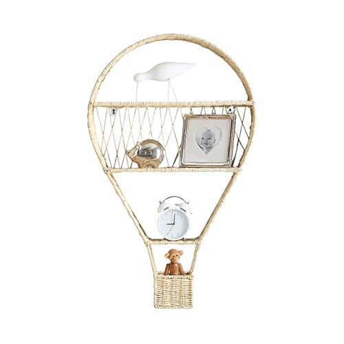 JSLXNDM Tejido de ratán de 3 Capas estanteria Home Decoration Tejido a Mano con diseño de Globo aerostático Ideal para entradas, Habitaciones Infantiles, cocinas, baños y Salas de Estar Wood Color