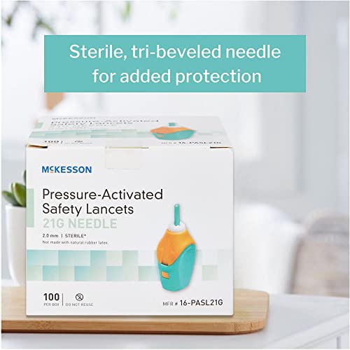 McKesson-Safety-Lancets-Sterile-Pressure-Activated-21-Gauge-Needle-2-mm-100-Count-20-Packs-2000-Total