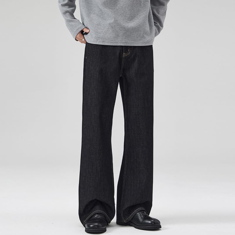 Men's Summer Loose Fit Straight Leg Jeans Navy Blue Pants3