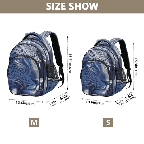 Emelivor Leopard Face Navy Kids Backpack Cute School Backpacks Toddler Bookbag Daypacks for Girls,S4