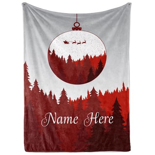 Personalized Plush Christmas Blanket | Cozy Fall Throw Blanket | Custom Winter Blankets | Ornament Christmas Throws | Santa Sofa Bed Throw | Customized Soft Christmas (Sherpa 50x60)